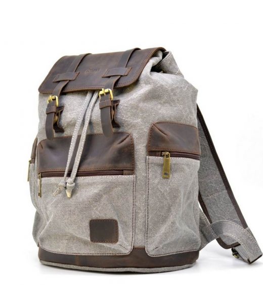 Рюкзак сірий (світлий) з парусини і шкіри RGj-0010-4lx від бренду TARWA