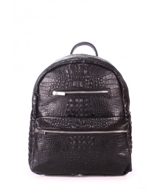 Рюкзак женский кожаный POOLPARTY Mini (mini-bckpck-leather-croco-black)