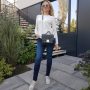 Сумка женская "Бианка" натуральная кожа, черная с двумя ремнями