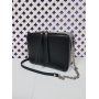 Сумка жіноча "КВАДРО" натуральна шкіра, чорна з сірою комбінована