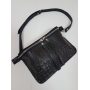 Сумка женская поясная "НЕКСТ" натуральная кожа, черная матовая под крокодила