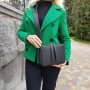 Сумка женская "КВАДРО" натуральная кожа, черная матовая под рептилию с широким ремнем