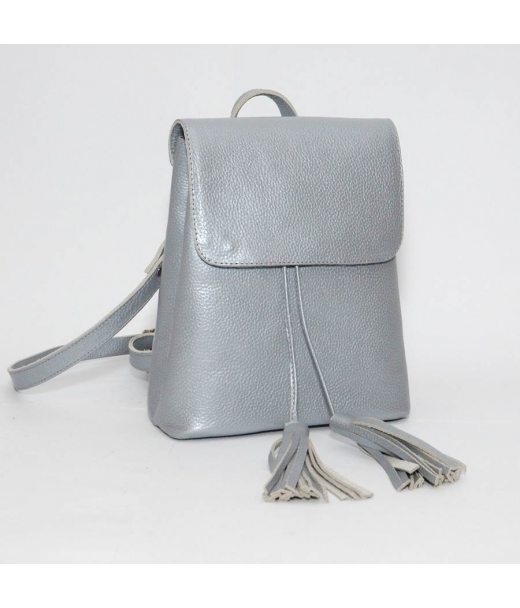 Жіночий шкіряний рюкзак B030107-silver срібло
