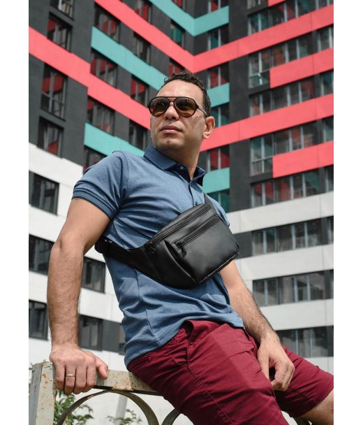 Мужская поясная сумка бананка Sambag Tirso Max черная