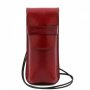 TL141282 Эксклюзивный кожаный футляр для Очков/Смартфона, цвет: Красный