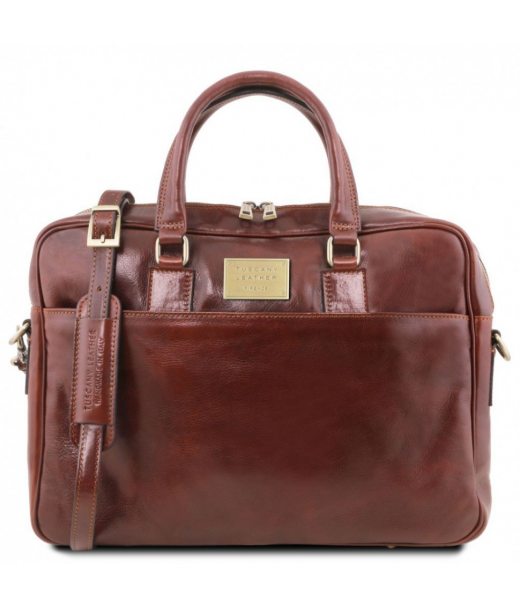 Кожаный портфель для ноутбука с передним карманом Tuscany Leather Urbino TL141241