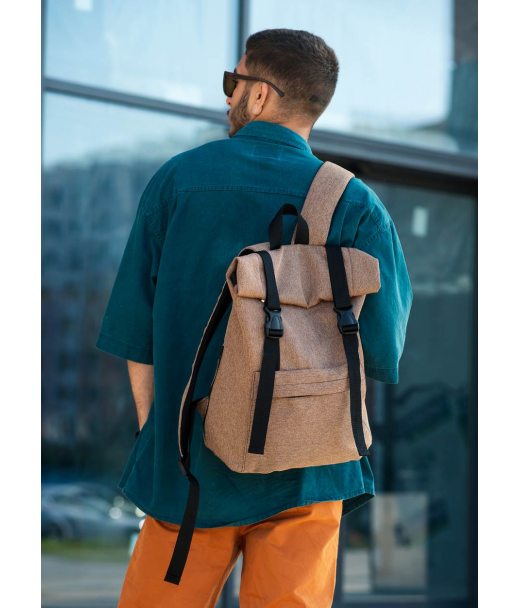 Мужской рюкзак ролл Sambag RollTop Milton коричневый тканевый