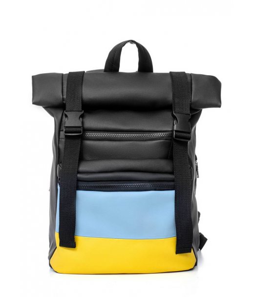 Рюкзак ролл Sambag RollTop LTH чорний з прапором України