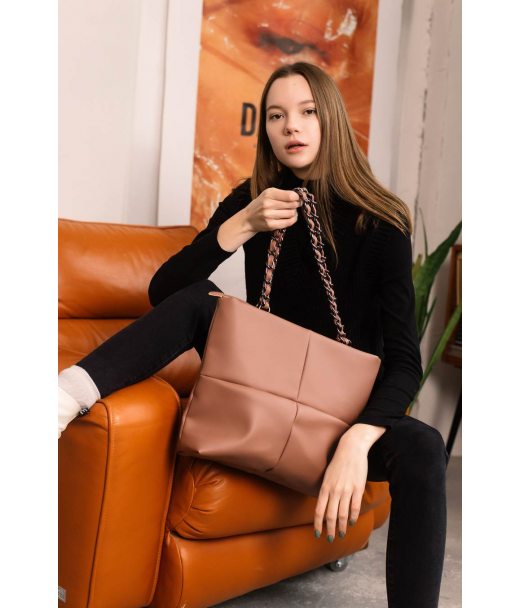 Жіноча велика сумка строчена Sambag Leoma рожева
