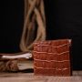 Небольшой мужской кошелек из фактурной кожи под рептилию KARYA 21051 Коричневый