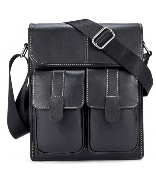 Сумка чоловіча вертикальна шкіряна Vintage 20019 Чорна