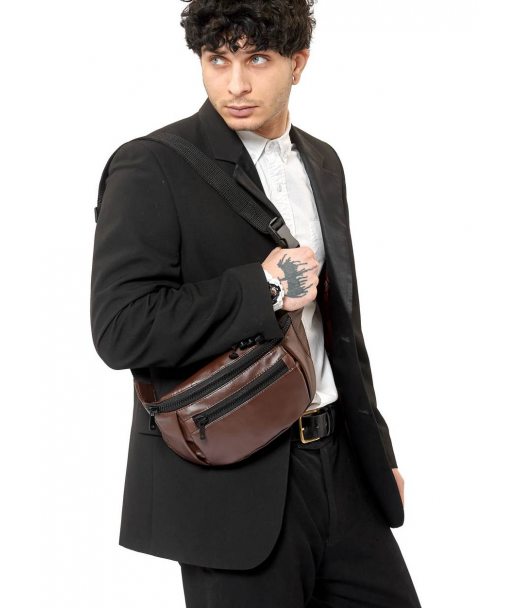 Мужская поясная сумка бананка Sambag Tirso шоколадная