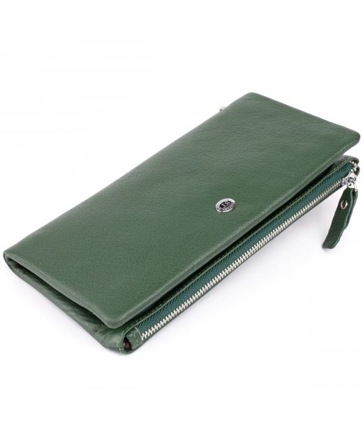 Кошелек-клатч из кожи с карманом для мобильного ST Leather 19308 Зеленый