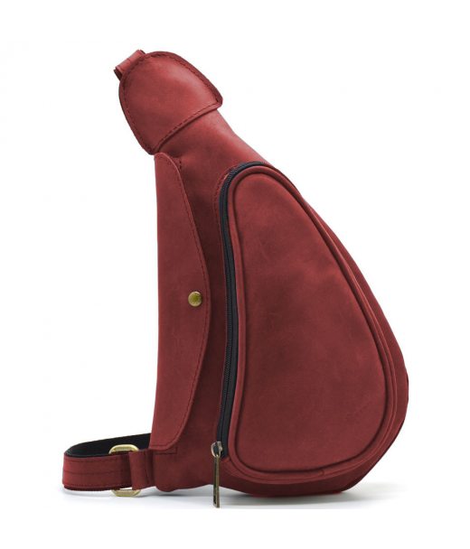 Червона сумка рюкзак слінг шкіряна на одне плече RR-3026-3md TARWA 1