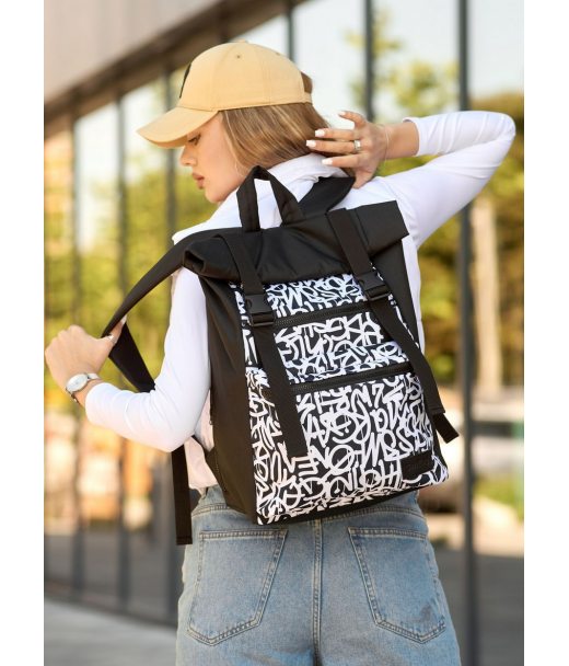 Жіночий рюкзак Sambag RollTop ZARD з принтом "Graphity"