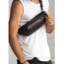 Мужская кожаная сумка на пояс бананка Sambag Holster MSH черная с перфорацией