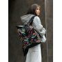 Жіночий рюкзак ролл Sambag  RollTop KZN чорний принт "ABSTRACT"
