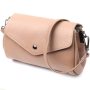Компактна шкіряна сумка з трикутним клапаном Vintage 22256 Бежева