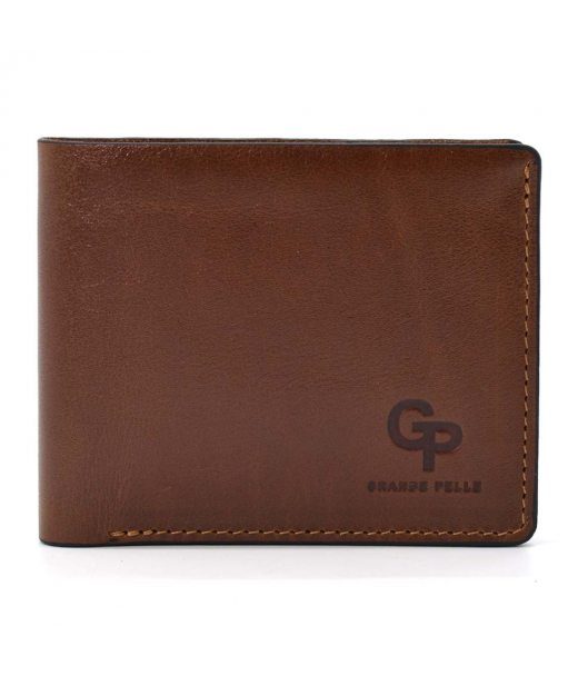 Шкіряне портмоне для чоловіків 505623 Grande Pelle, коричневого кольору