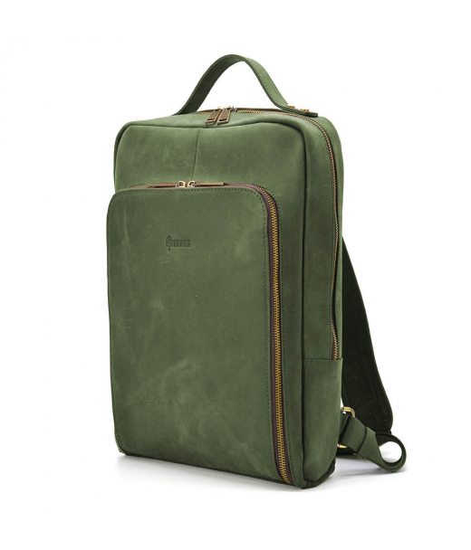 Кожаный рюкзак для ноутбука 14" RE-1239-4lx TARWA зеленая crazy horse