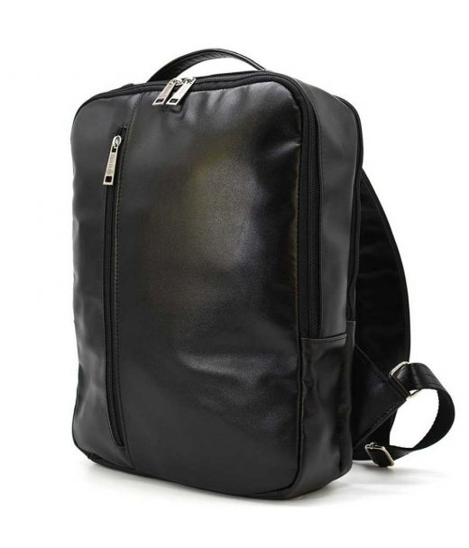 Кожаный мужской рюкзак черный TARWA GA-7287-3md на два отдела