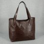 Сумка кожаная женская S010202-brown кайман коричневая