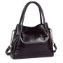 Сумка кожаная женская S330201-black кайман черная