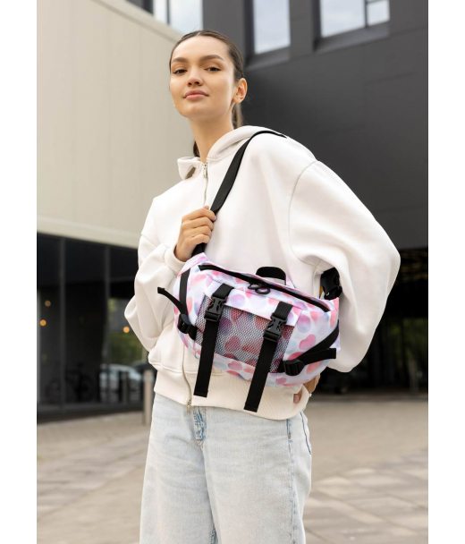 Велика жіноча поясна сумка бананка Sambag DynamicDart тканева принт "Blush Drop"