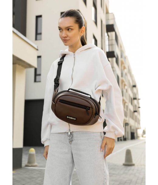 Сумка через плечо женская бананка Sambag Flex шоколад