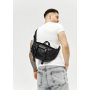 Большая кожаная мужская поясная сумка бананка Sambag dynamicdart черная