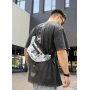 Велика чоловіча сумка на пояс бананка Sambag Tirso Max принт "Leaves"