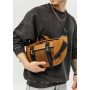 Большая кожаная мужская поясная сумка бананка Sambag dynamicdart рыжая