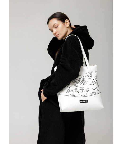 Сумка Sambag Shoper NOVA біла з принтом "Bloom"