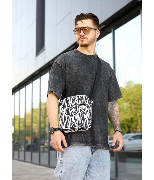 Мужская сумка через плечо мессенджер Sambag Makros принт "Zebra"