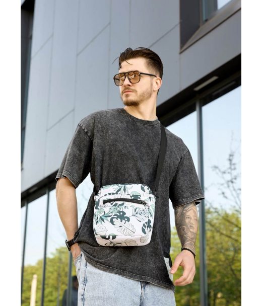 Мужская сумка через плечо мессенджер Sambag Makros принт "Leaves"