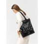 Сумка Sambag Shoper NOVA чорна з принтом "Bloom"