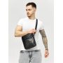 Мужская кожаная сумка через плечо мессенджер Sambag Makros черная