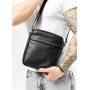 Мужская кожаная сумка через плечо мессенджер Sambag Makros черная