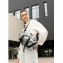 Большая женская поясная сумка бананка Sambag DynamicDart тканевая принт "Leaves"