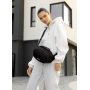 Женская сумка через плечо бананка Sambag Flex черная тканевая