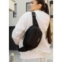Женская сумка через плечо бананка Sambag Flex черная тканевая