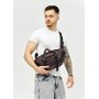 Большая мужская поясная сумка бананка Sambag DynamicDart черная тканевая принт