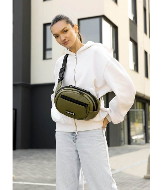 Сумка через плечо женская бананка Sambag Flex хаки
