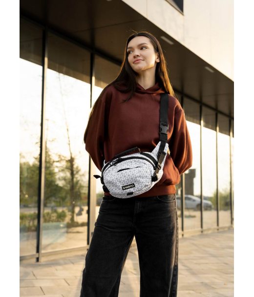 Сумка через плечо женская бананка Sambag Flex Pro принт "Square"