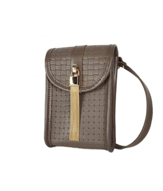 Сумка женская "Лайк" натуральная кожа, бежевая (капучино)  тиснение венето,с цепочкой