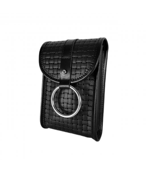 Сумка женская "Лайк" натуральная кожа, черная  тиснение венетто, с кольцом