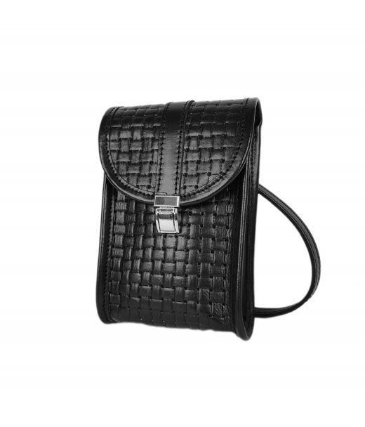 Сумка женская "Лайк" натуральная кожа, черная  тиснение венетто, на замке клавиша
