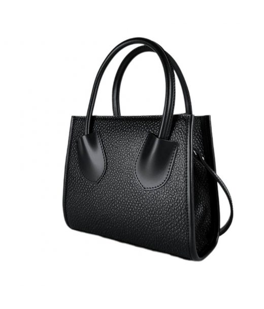 Сумка женская "Пинаколада" натуральная кожа, черная с  тиснением жемчуг