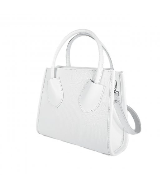 Сумка жіноча "Пінаколада" натуральна шкіра, біла тиснення рептилія