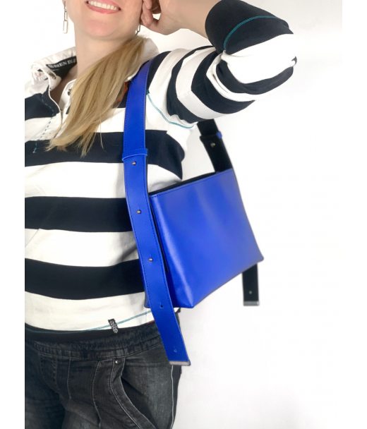 Сумка женская "Деми" натуральная кожа, синяя матовая